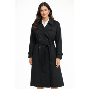 Misty Harbor Original Double Breasted Sleeve Warm Black Trench Coat Size 12
